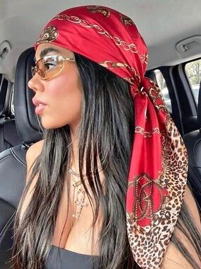 New Red & Brown Animal Print Scarf